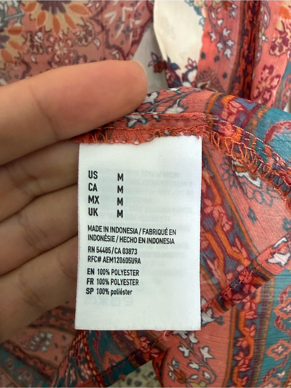 American Eagle Outfitters Rust and Cream Boho Floral Kimono - Picture 4 of 5